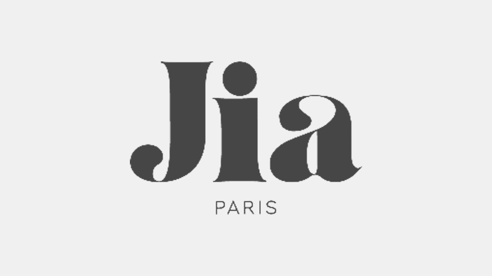 Jia Paris minimalist black text logo on a light background