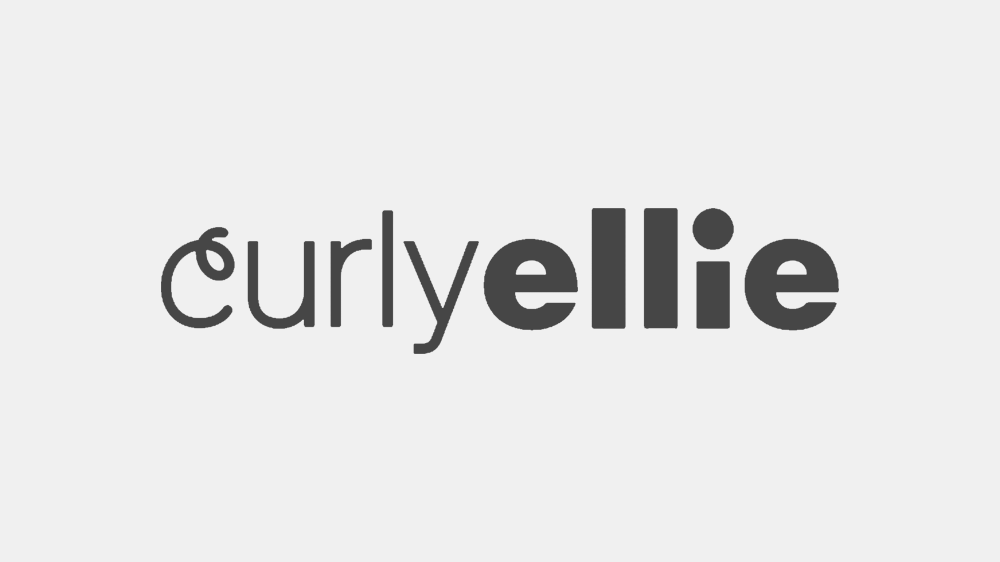 CurlyEllie logo in bold modern font for natural curly hair products