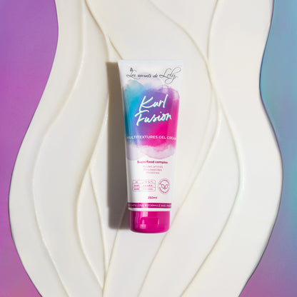 Multitexture gel cream tube for natural hair on creamy textured background